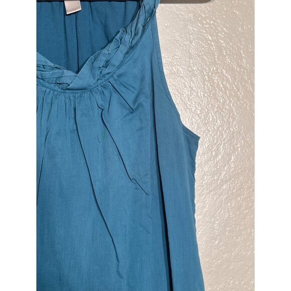 Loft Large Top 100% Cotton Lined Sleeveless Blue/Green Casual Beach - Picture 7 of 13